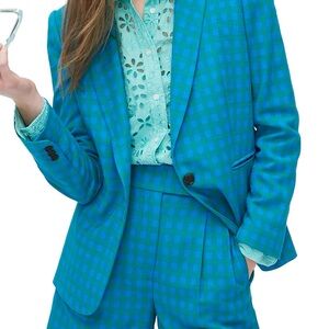 J Crew • Blue & Green Checker Gingham Blazer